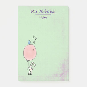 Notas Post-it® Conejito aguantando un globo