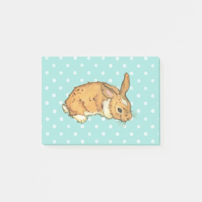 Notas Post-it® Conejito azul del lunar (Anverso)