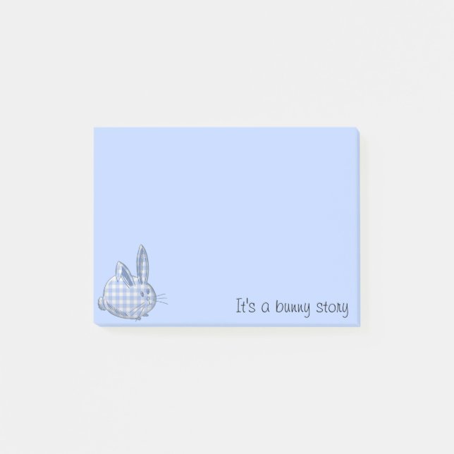 Notas Post-it® conejito gingham - azul (Anverso)