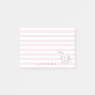 Notas Post-it® Conejito lindo - Niños con rayas rosadas personali