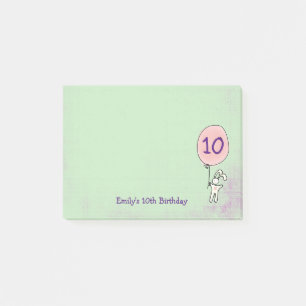 Notas Post-it® Conejito lindo sostiene un cumpleaños con globo