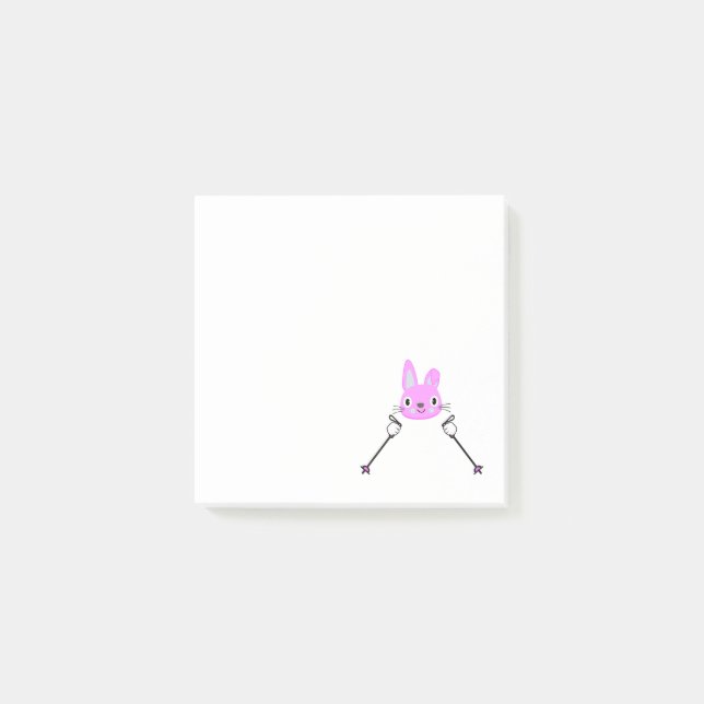 Notas Post-it® Conejo de esquí con bastones (Anverso)