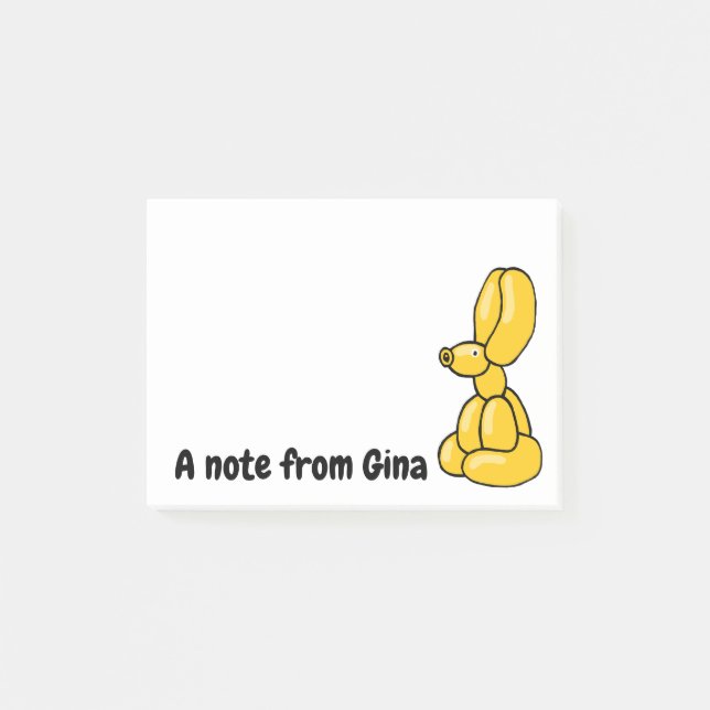 Notas Post-it® Conejo de globo amarillo divertido (Anverso)