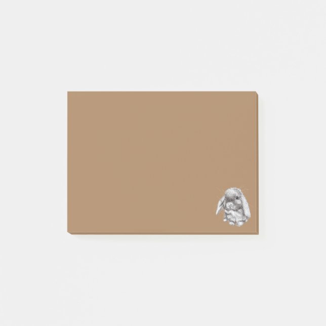 Notas Post-it® Conejo de Orejas Caídas Boceto Hombres Mujeres Niñ (Anverso)