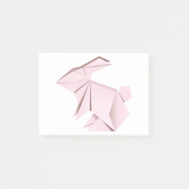 Notas Post-it® Conejo rosado del origami (Anverso)
