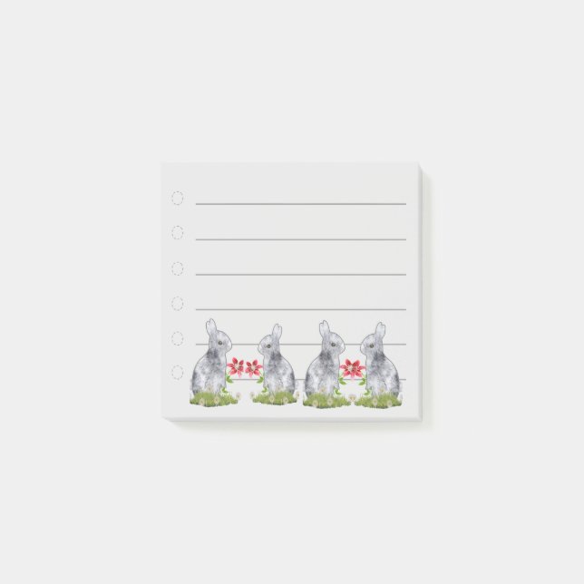 Notas Post-it® Conejos en fila (Anverso)
