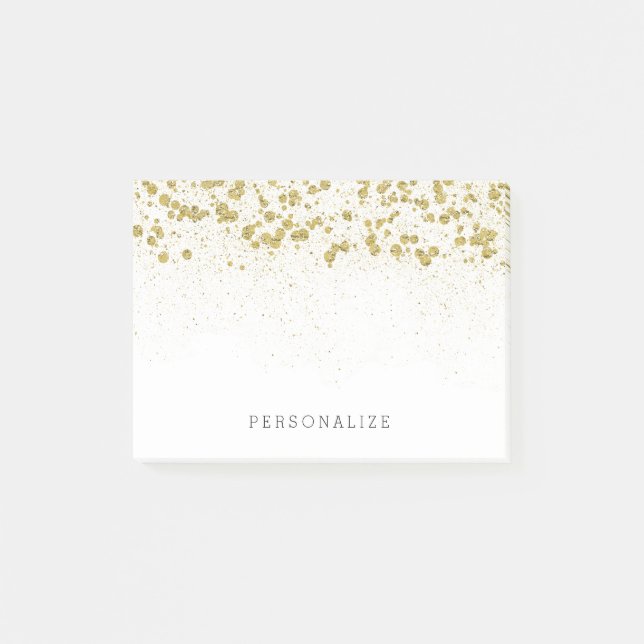 Notas Post-it® Confeti del purpurina del oro (Anverso)