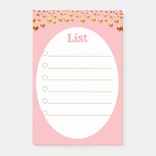 Notas Post-it® Confeti dorado sobre rosa