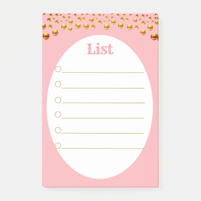 Notas Post-it® Confeti dorado sobre rosa (Anverso)