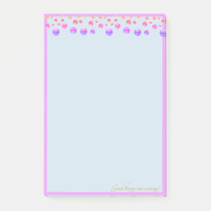 Notas Post-it® Confeti multicolor sobre azul claro