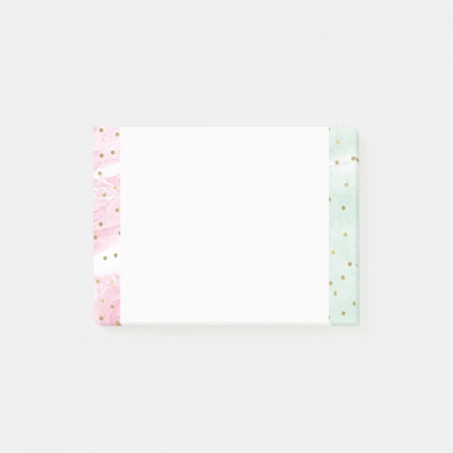 Notas Post-it® Confeti rosado de Ombre del oro de la menta (Anverso)