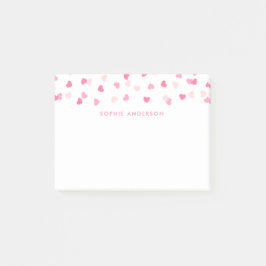 Notas Post-it® Confetti de corazones rosados dispersos