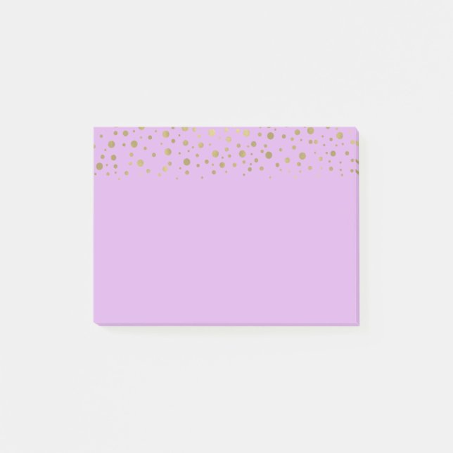 Notas Post-it® Confetti de oro morado (Anverso)