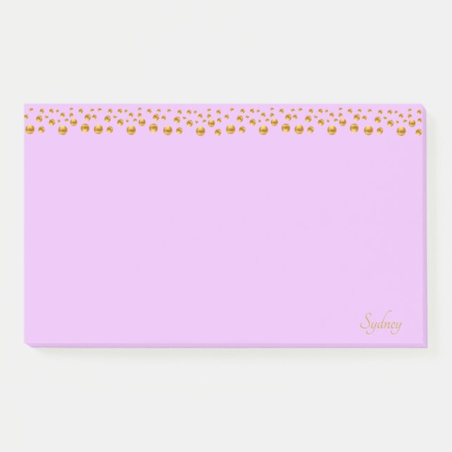 Notas Post-it® Confetti dorado y caligrafía sobre violeta (Anverso)