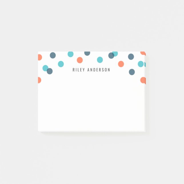 Notas Post-it® Confetti Naranja azul oscuro divertido personaliza (Anverso)
