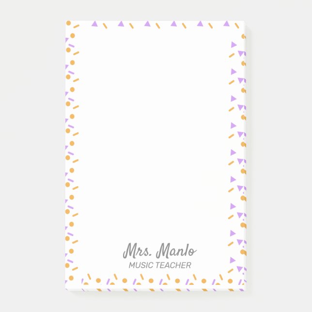 Notas Post-it® Confetti Teacher Script Name Post-it Notes (Anverso)
