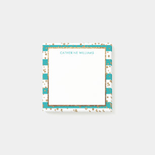 Notas Post-it® Confetti Verde azulado elegante de raya blanca Pur