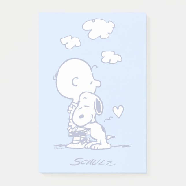 Notas Post-it® Confort y seguridad | Charlie y Snoopy Hug (Anverso)