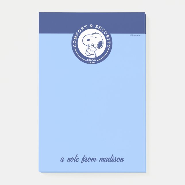 Notas Post-it® Confort y seguridad | Snoopy & Woodstock Hug (Anverso)