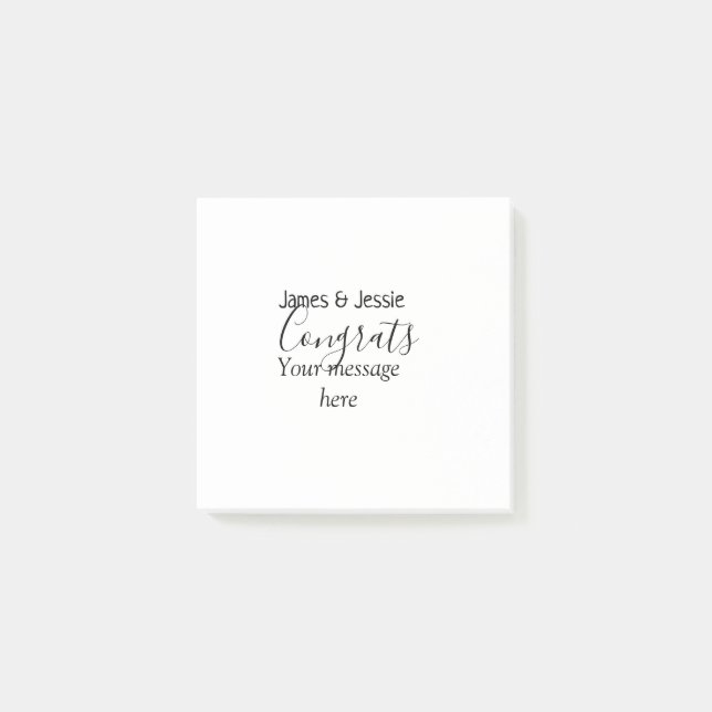 Notas Post-it® Congrats add name message wedding newly wed couple (Anverso)