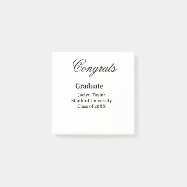 Notas Post-it® Congrats graduation name university name class of  (Anverso)