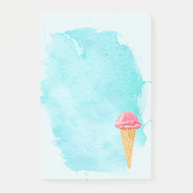 Notas Post-it® Cono De Helado Con Pinta Azul (Anverso)