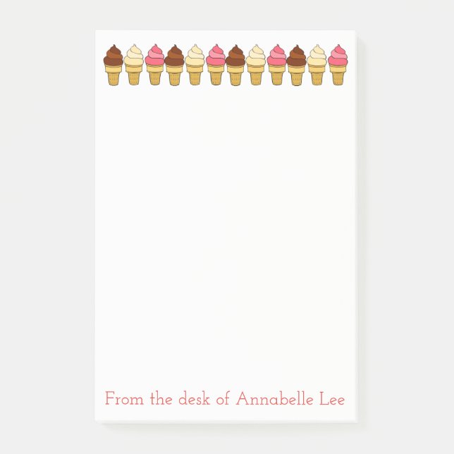 Notas Post-it® Conos de helado (Anverso)
