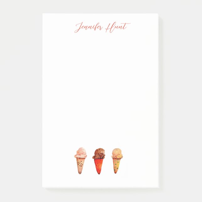 Notas Post-it® Conos de helado personalizados  (Anverso)