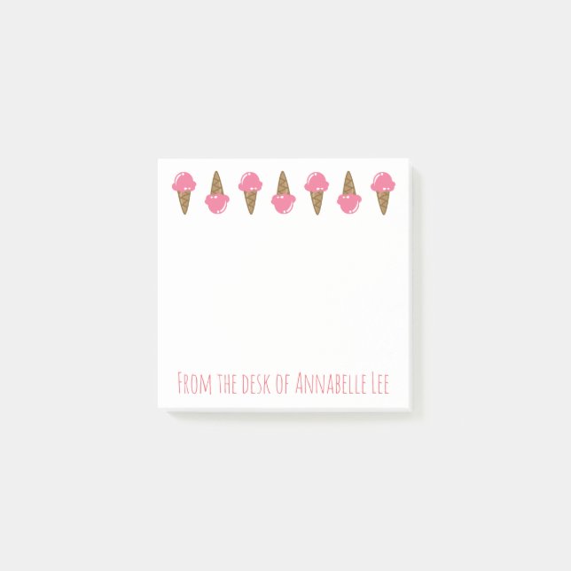 Notas Post-it® Conos de helado rosados también (Anverso)