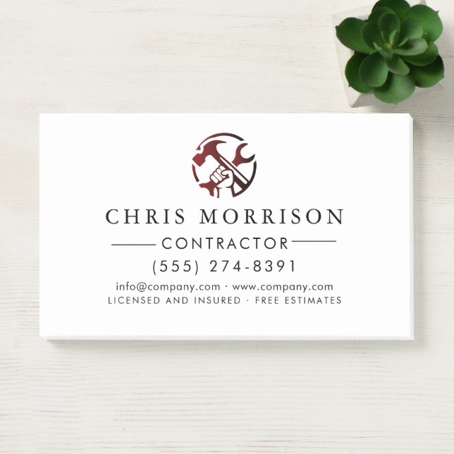 Notas Post-it® Construction Business Marketing Logo (Oficina)