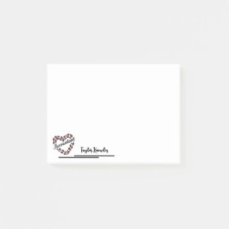 Notas Post-it® Contable Leopard Heart Frame White 4"x3"