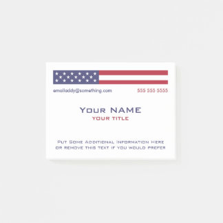 Notas Post-it® Contacto de Personalizado de bandera estadounidens