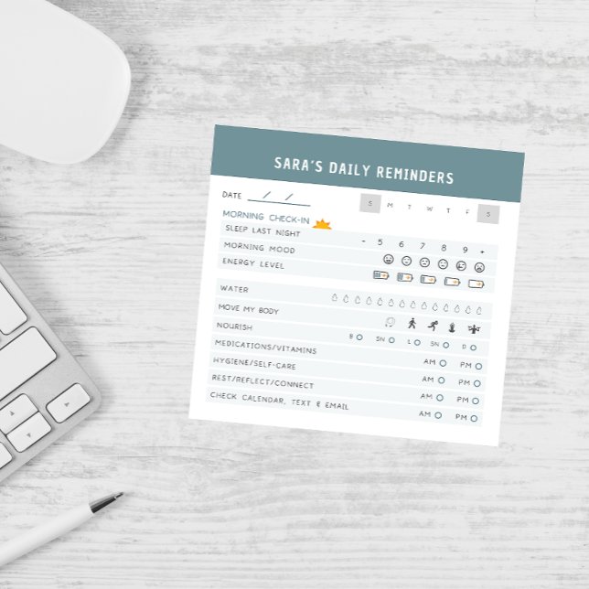 Notas Post-it® Control personalizado de autocuidado diario del TD (CUSTOM POST IT NOTE, ADHD NOTEPAD, POST IT NOTES, DAILY REMINDERS)