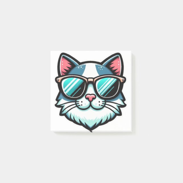 Notas Post-it® Cool Cat Post-it® Notes – Stylish Feline Memo Pads (Anverso)