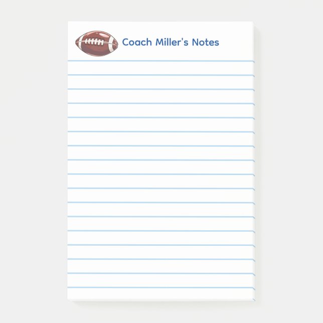 Notas Post-it® Cool Football Coach Lined Custom (Anverso)
