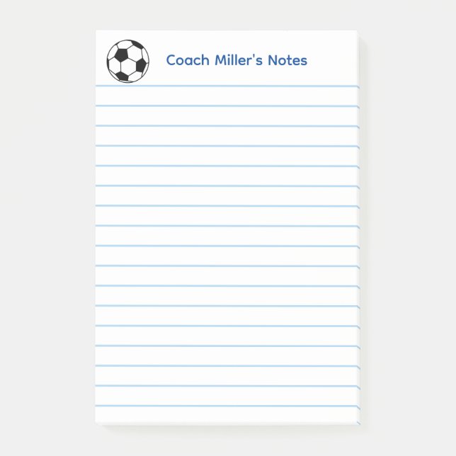 Notas Post-it® Cool Soccer Coach Lined Custom (Anverso)
