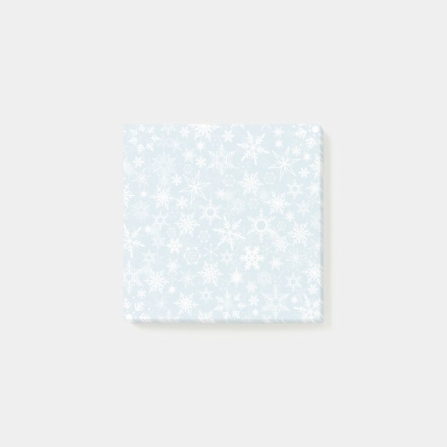 Notas Post-it® Copos de nieve en azul (Anverso)
