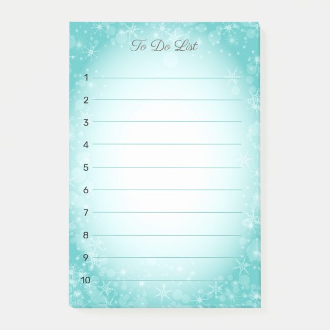 Notas Post-it® Copos de nieve en gradiente azul claro (Anverso)