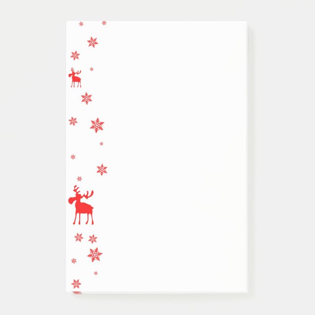 Notas Post-it® Copos de nieve rojos simples modernos de los alces (Anverso)