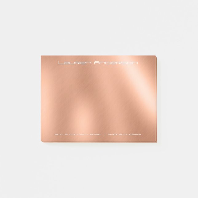 Notas Post-it® Copper Rosa Gold Office Business Personalizado (Anverso)