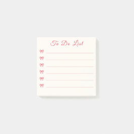 Notas Post-it® Coquette Red Bow Bullet Point To Do List