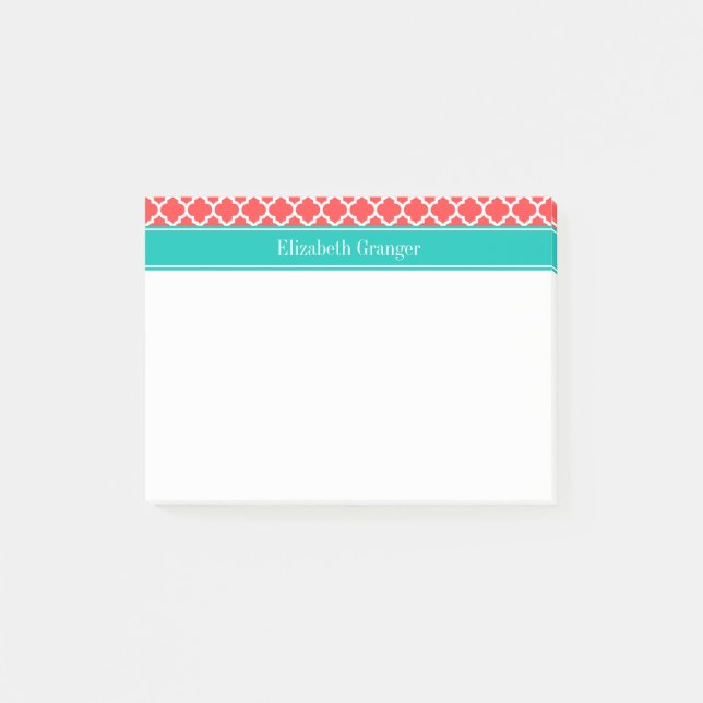 Notas Post-it® Coral Rojo Blanco Marruecos #5 Verde Turquesa Nomb (Anverso)