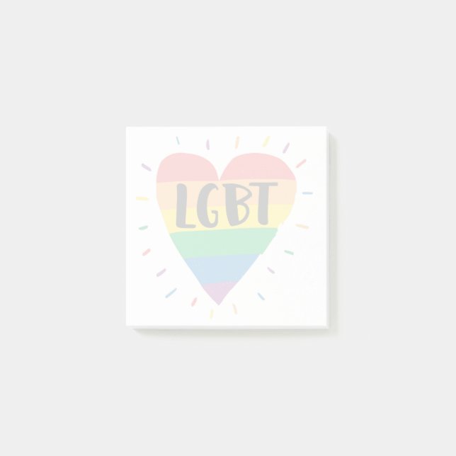 Notas Post-it® Corazón arcoiris LGBT (Anverso)