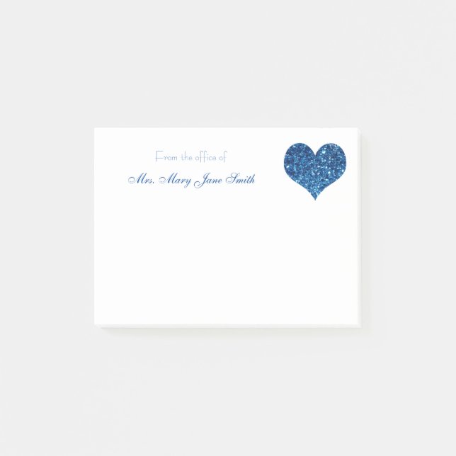 Notas Post-it® Corazón azul (Anverso)