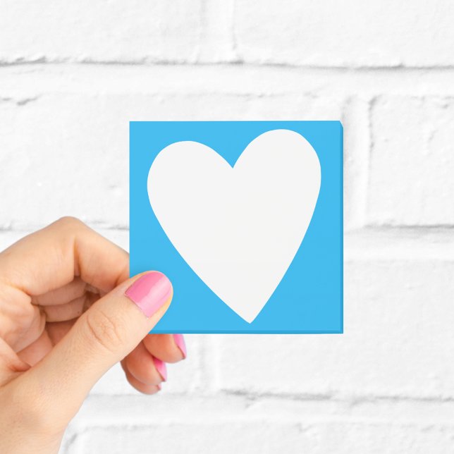 Notas Post-it® Corazón azul y blanco lindo (Subido por el creador)