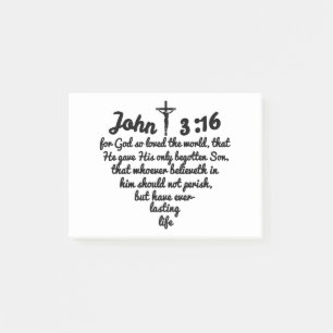 Notas Post-it® Corazón completo del verso de la biblia del 3:16