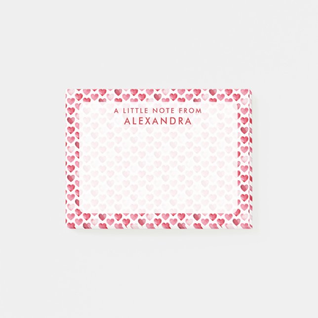 Notas Post-it® Corazón de Acuarela Rojo (Anverso)