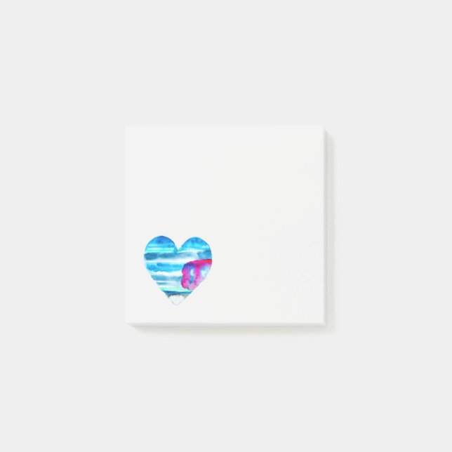 Notas Post-it® Corazón de agua azul (Anverso)