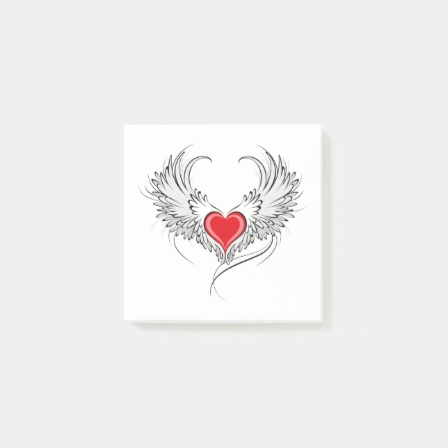 Notas Post-it® Corazón de Ángel Rojo con alas (Anverso)