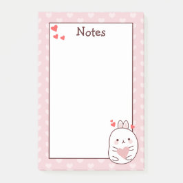 Notas Post-it® Corazón de conejito lindo